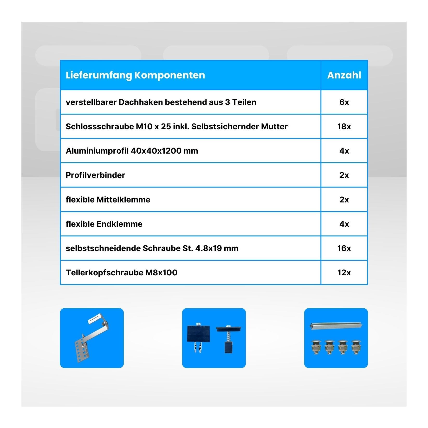 Fixation ROOF - kit de montage pour toit en tuiles (crochet de toit), pour 2 panneaux rigides
