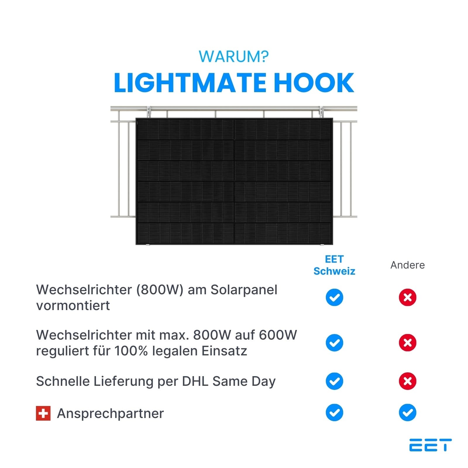 LightMate Hook - Balkonkraftwerk für die Geländermontage LightMate Hook - Balkonkraftwerk für die Geländermontage