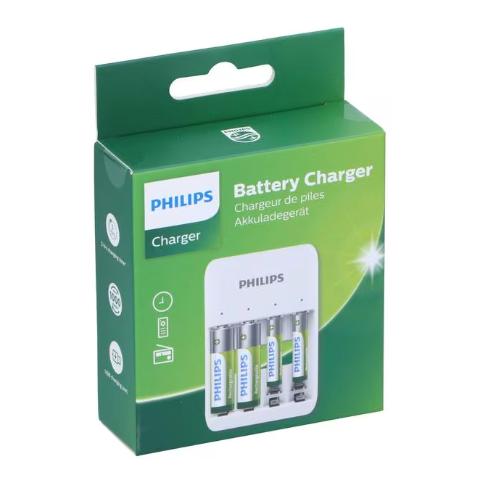 Philips Ladegerät für AA-/AAA-Batterien inkl. 2xAA/2xAAA Batterien