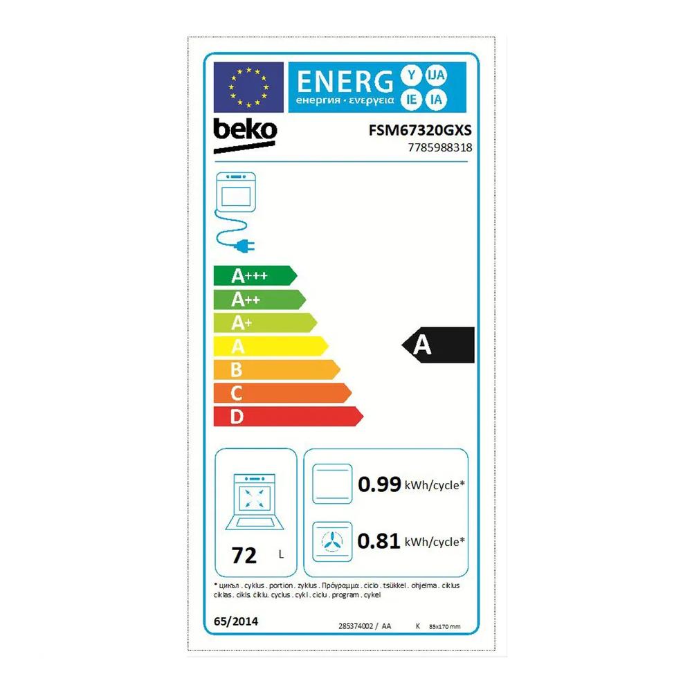 Cuisinière électrique FSM67320GXS, Cuisinière électrique avec plan de cuisson en vitrocéramique avec service
