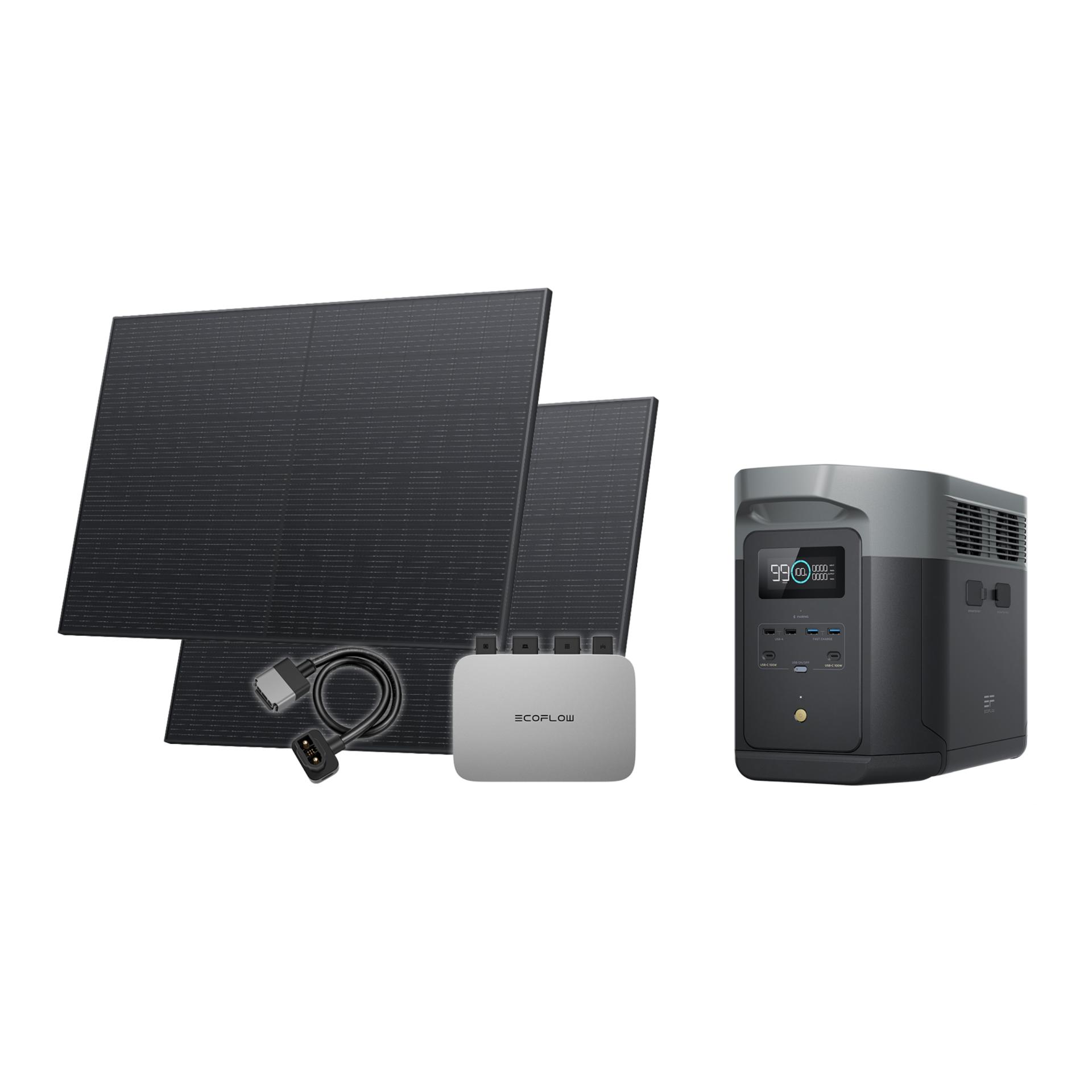 Ecoflow PowerStream Balkonkraftwerk Set mit Delta 2 Max Power Station und 800 W Solarleistung