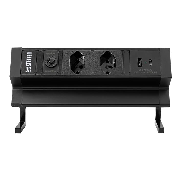 Tisch-Steckdosenleiste ALU DESK 2xT13 Tisch-Steckdosenleiste ALU DESK 2xT13