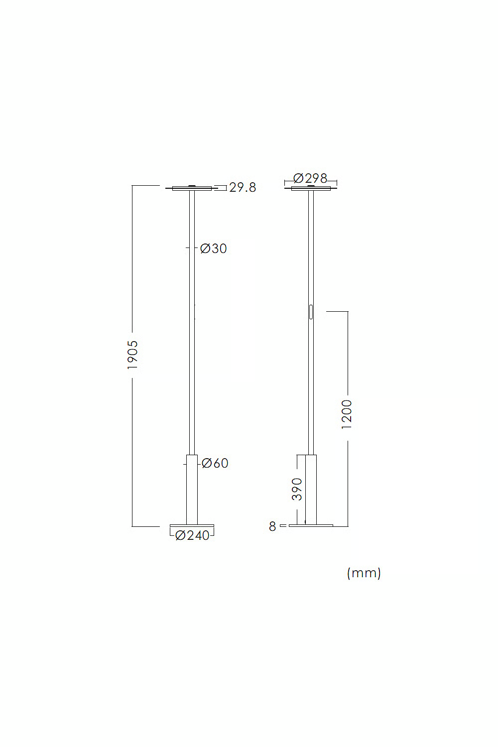 Stehleuchte Bosona rund