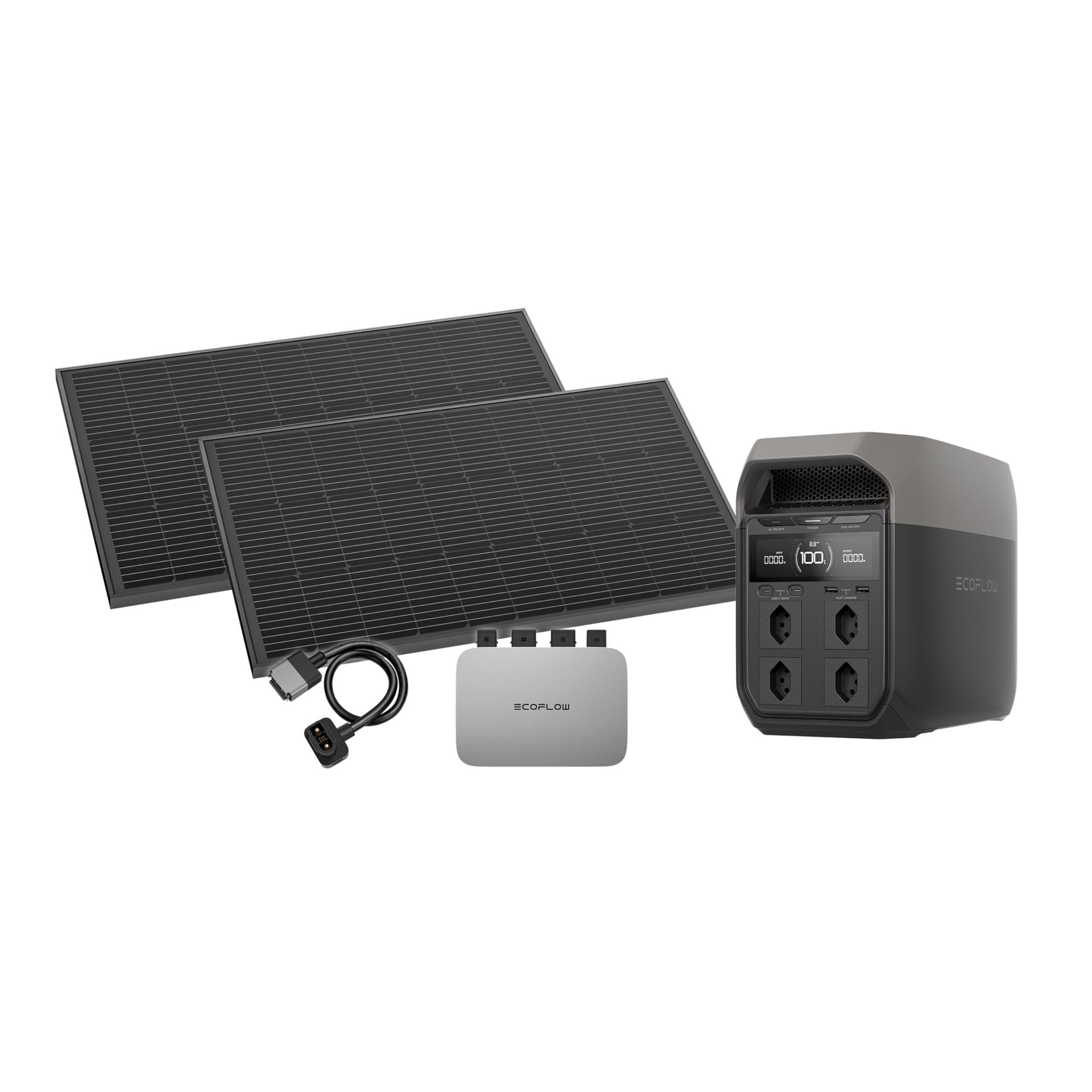 Ecoflow PowerStream Balkonkraftwerk Set mit Delta 3 Power Station und 200 W Solarleistung