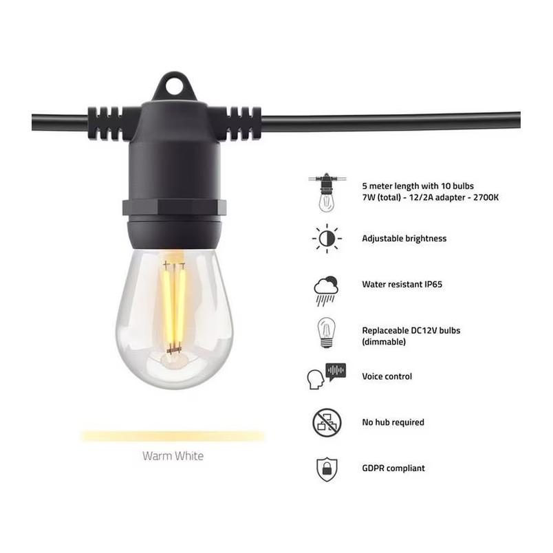 String Light Gartenlampe 12 LEDs, 5m, warmweiss
