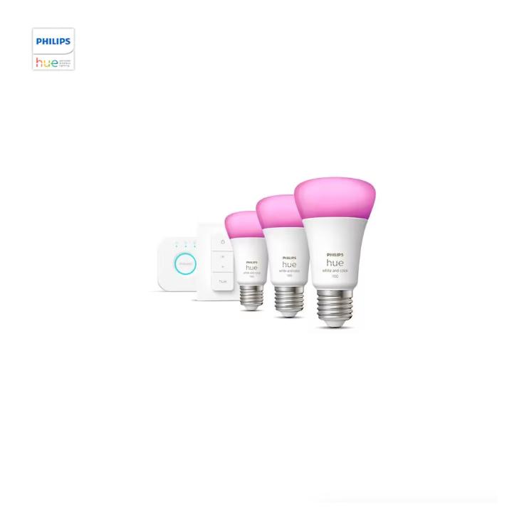 Philips Hue Starterset White & Color Ambiance E27 3er Starter Set + Dimmer 1100 lm