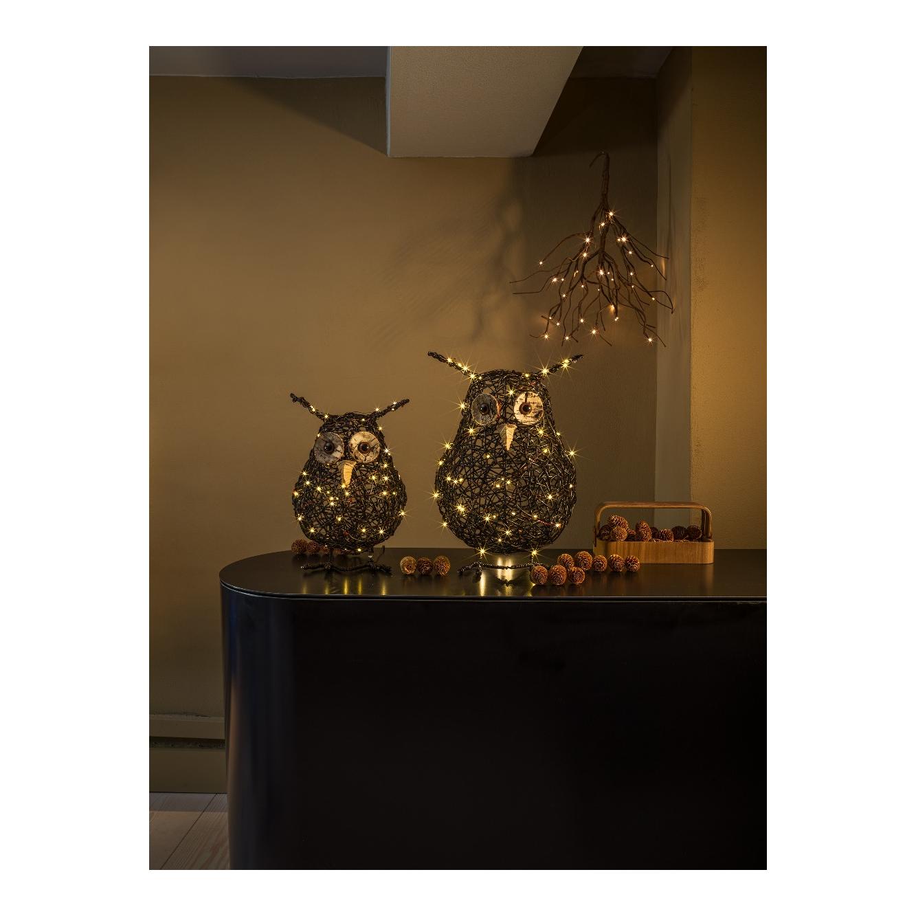 Rattan Eule mit LED-Beleuchtung