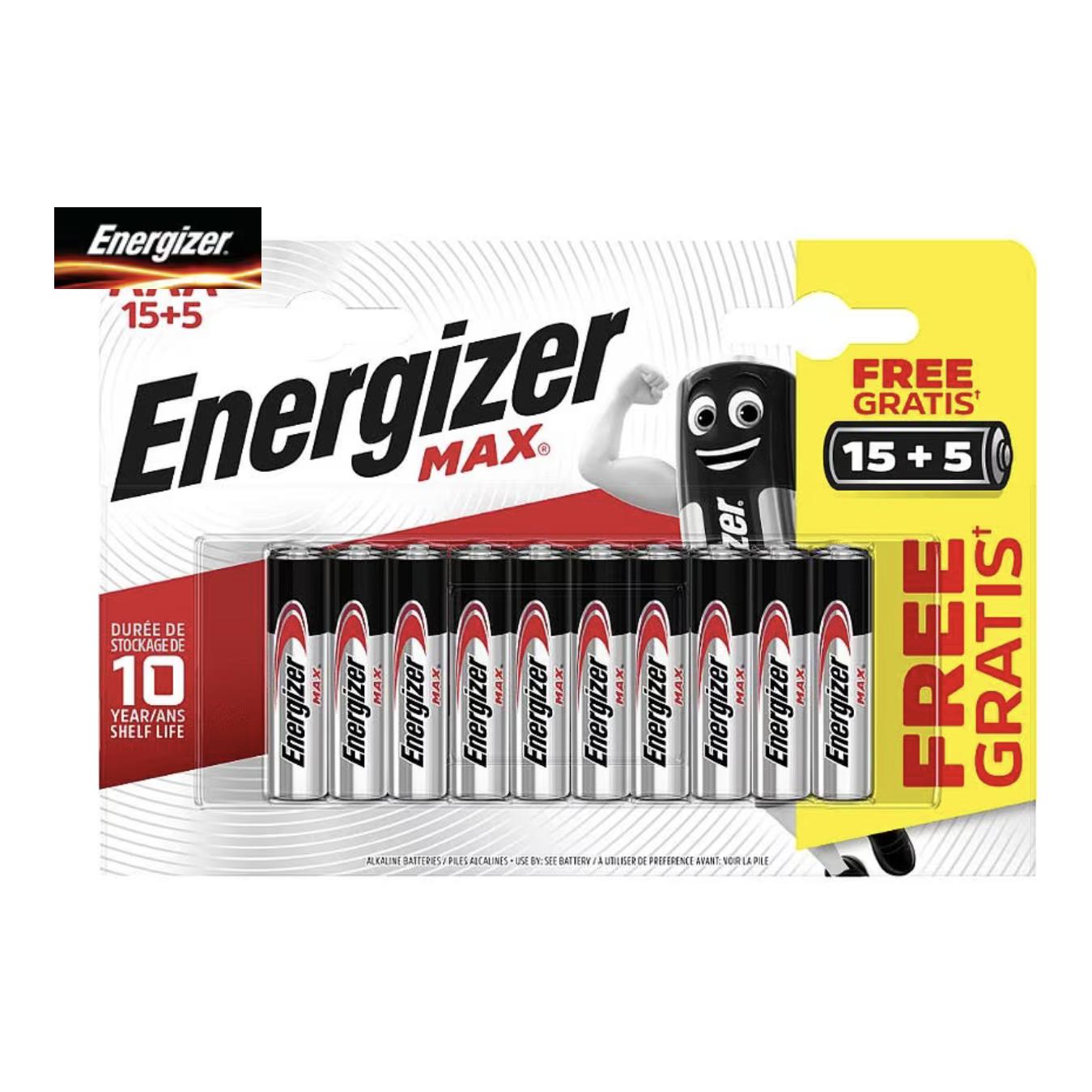 Energizer Batterie Max AAA 15+5 Stück