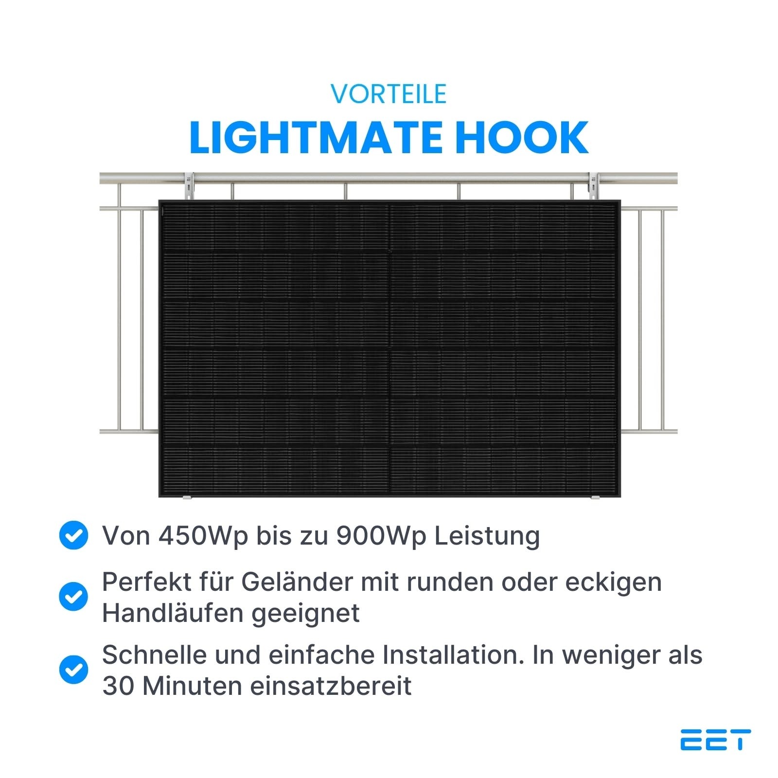 LightMate Hook - Balkonkraftwerk für die Geländermontage LightMate Hook - Balkonkraftwerk für die Geländermontage