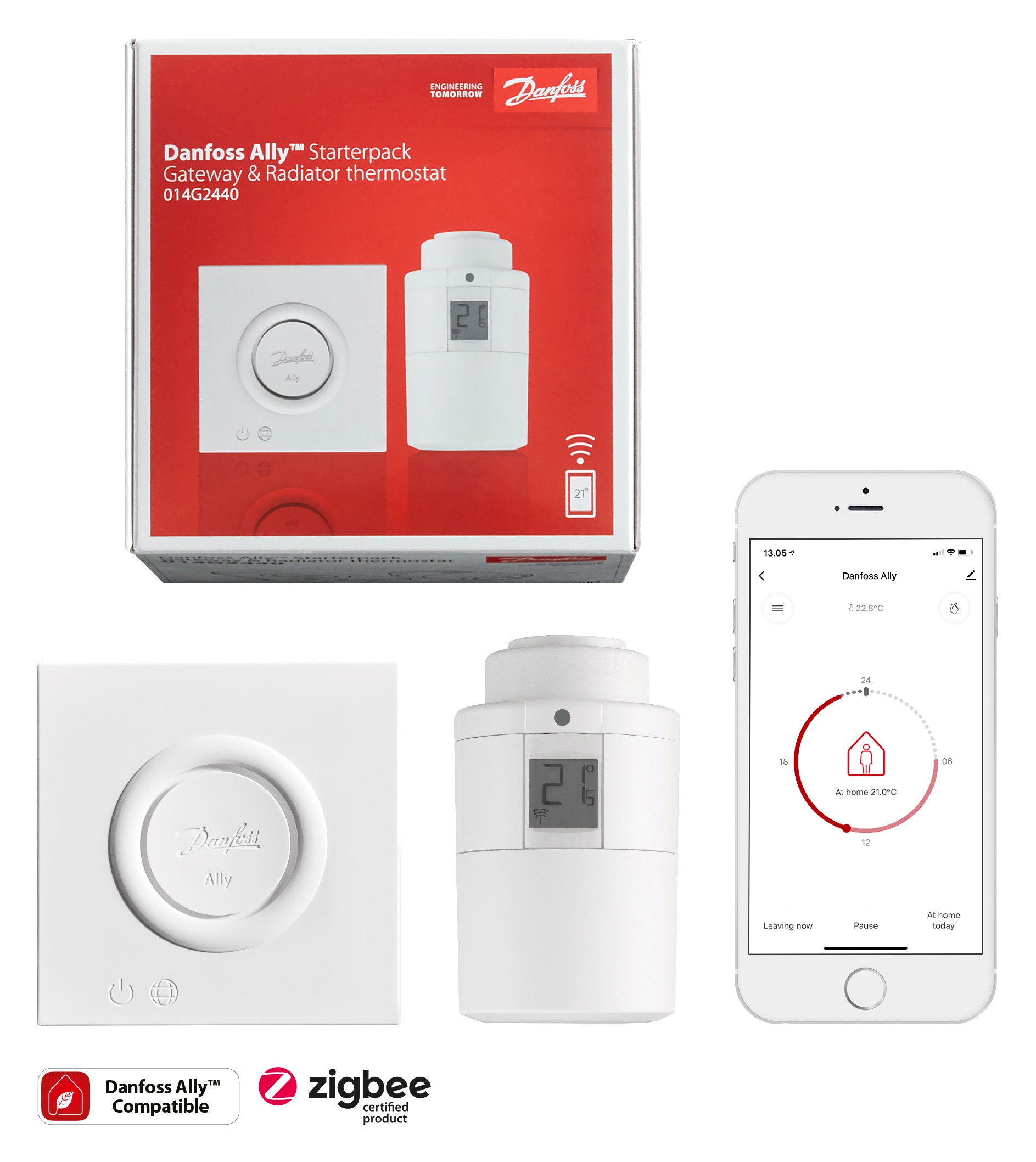 Smart-Heizungs-Set: Danfoss Ally Starter Pack + Elektronischer Heizkörperthermostat 3er Set